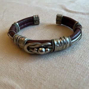 Brighton Brown Leather & Silver Cuff Bracelet